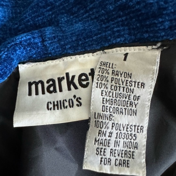 MARKET CHICO’S Women’s Vtg ChenilleColor Block Embroidered Boho LinedJacket-Sz 1 - Picture 3 of 9